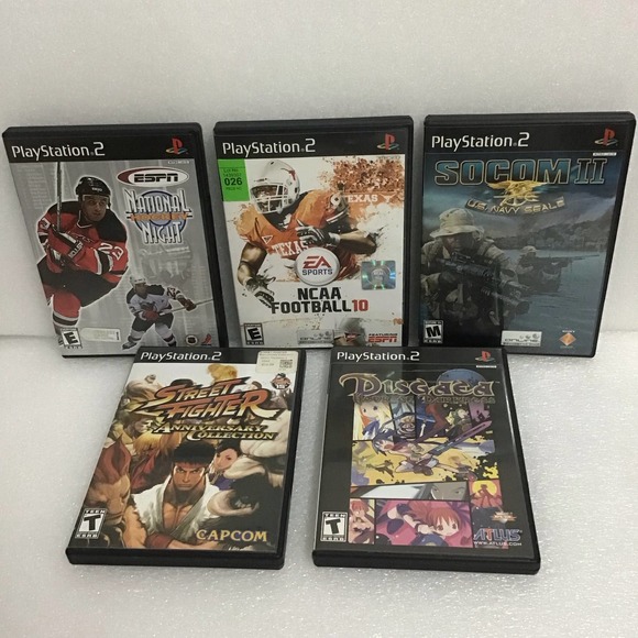 PlayStation 2 Video Games Lot of 5 Street Fighter, Socom II US Navy Seals